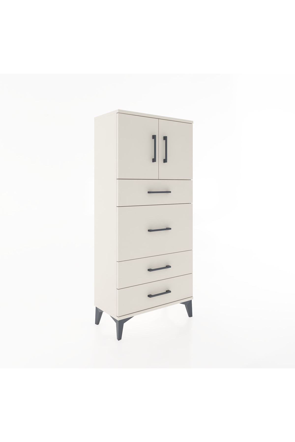 Hyperion Dolap Tek Raflı 4 Çekmeceli 2 Kapaklı 60x44x134 - S50M073V1B