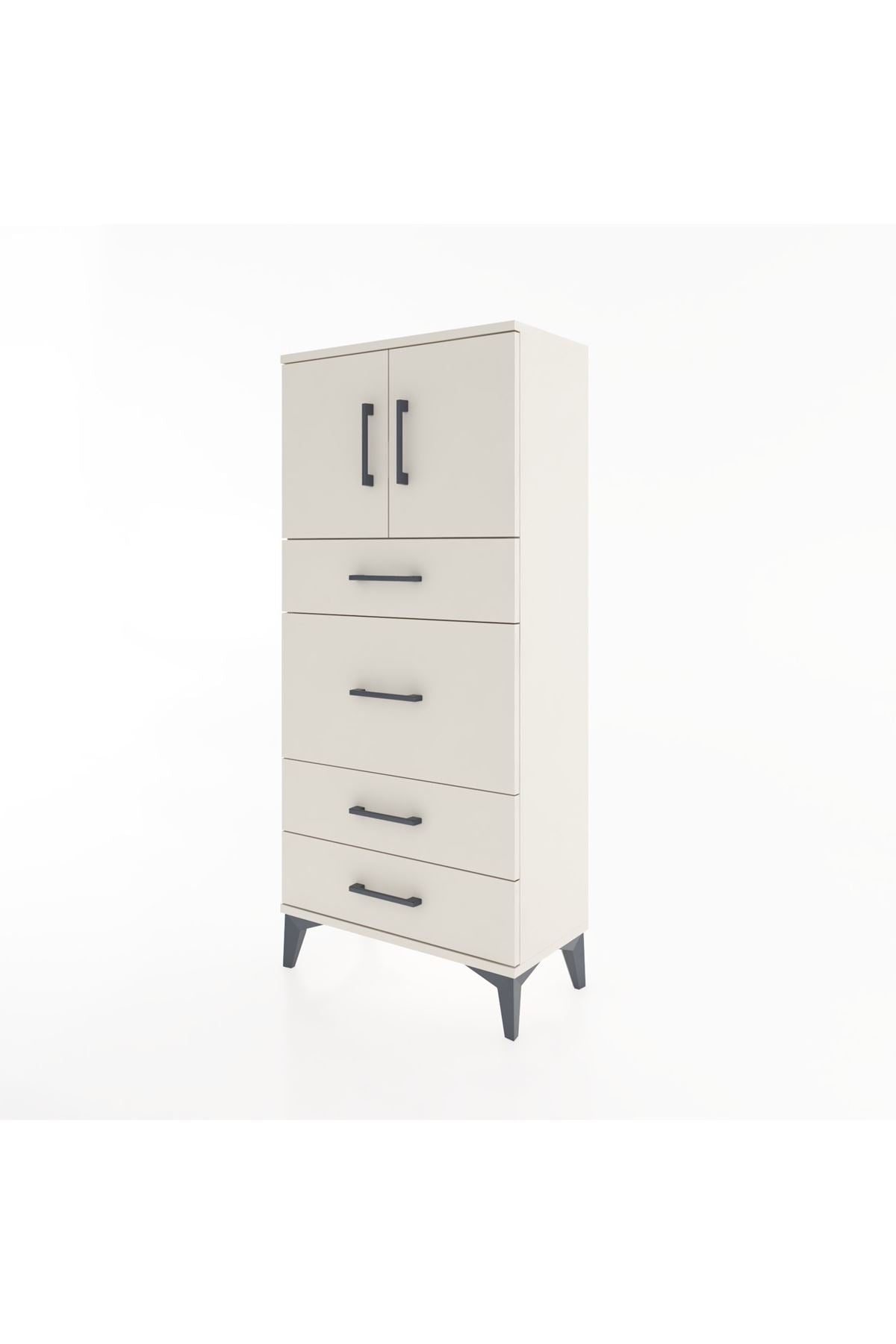 Hyperion Dolap Tek Raflı 4 Çekmeceli 2 Kapaklı 60x44x134 - S50M073V1B