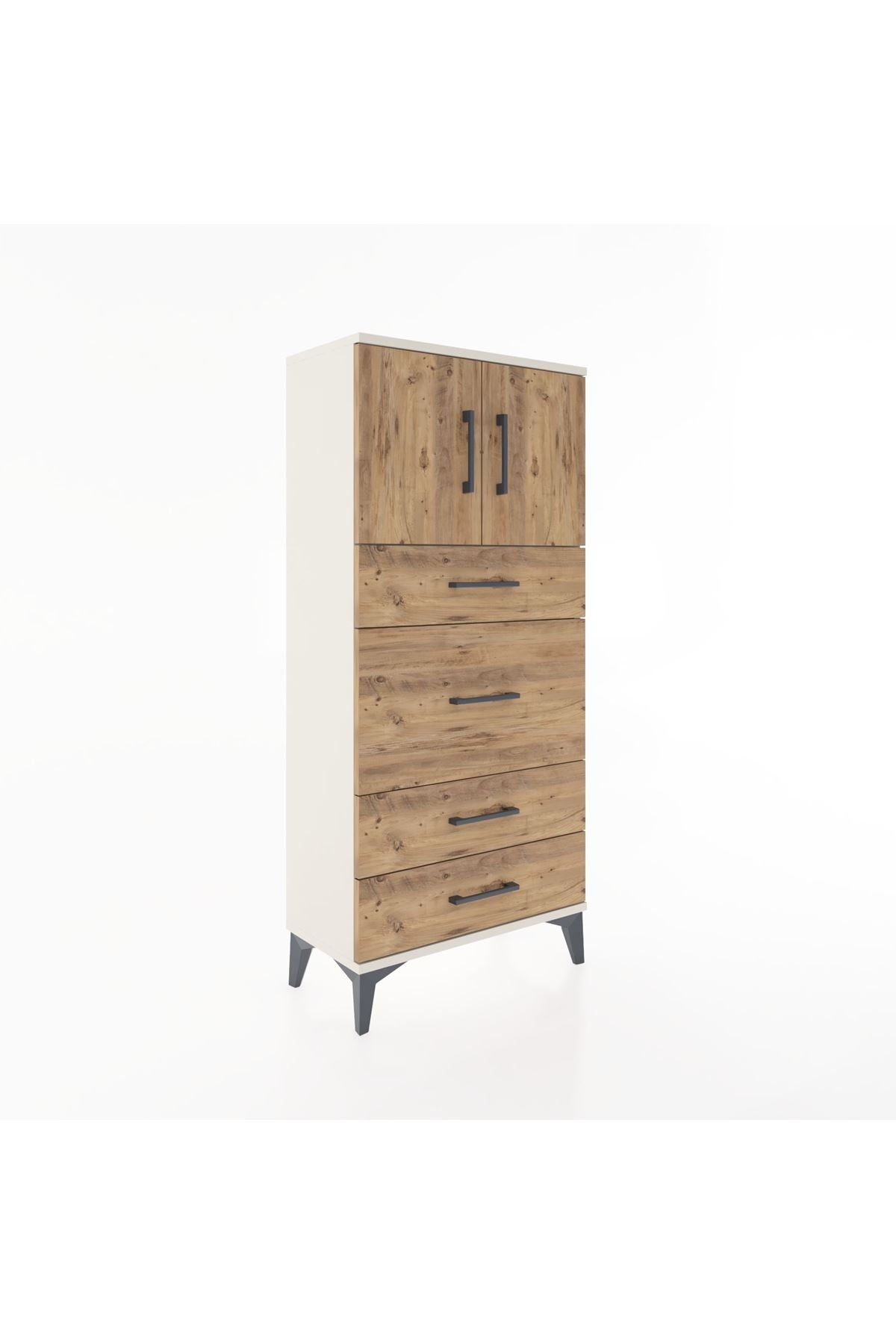 Hyperion Dolap Tek Raflı 4 Çekmeceli 2 Kapaklı 60x44x134 - S50M073V3B