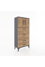 Hyperion Dolap Tek Raflı 4 Çekmeceli 2 Kapaklı 60x44x134 - S50M073V6B