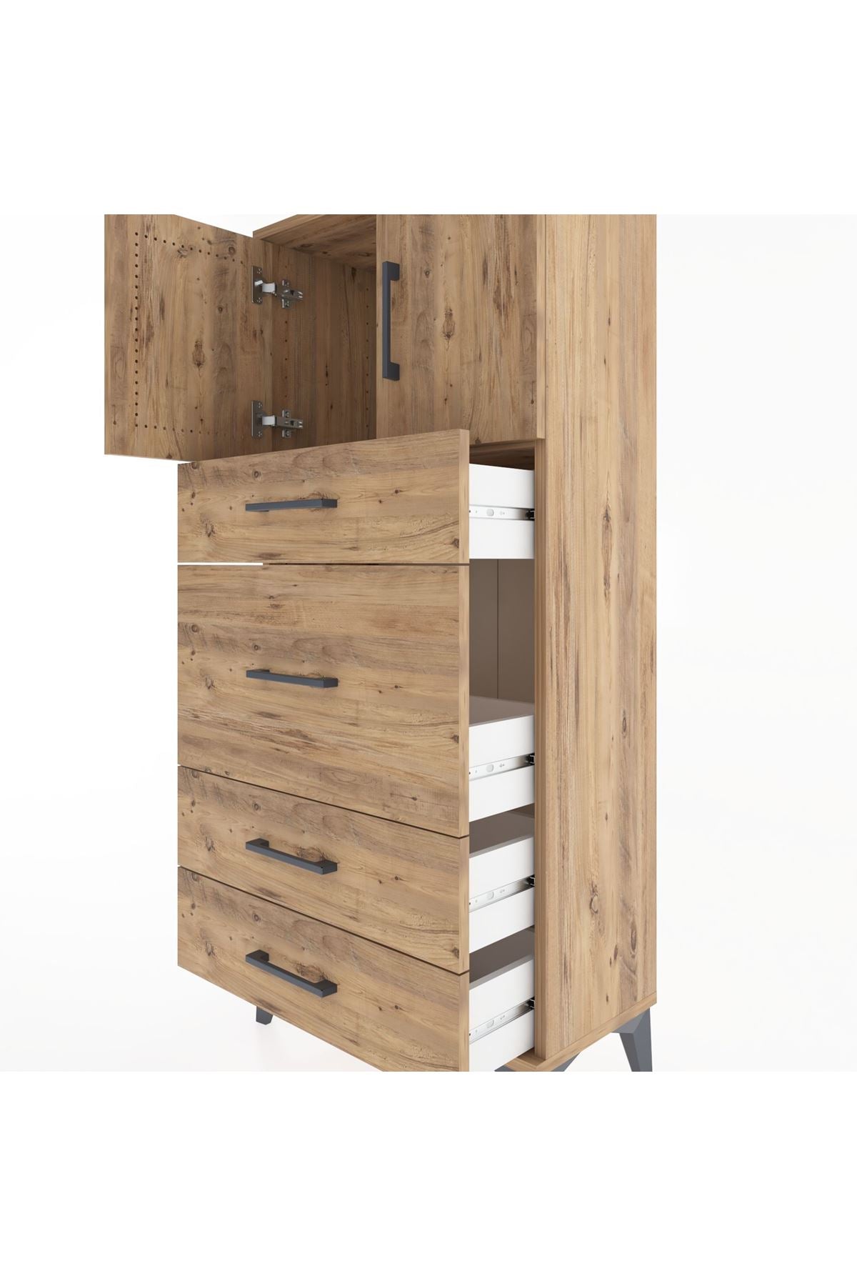 Hyperion Dolap Tek Raflı 4 Çekmeceli 2 Kapaklı 60x44x134 - S50M073V9B