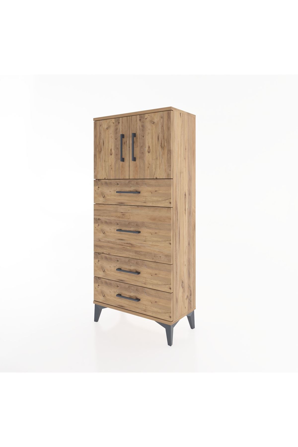 Hyperion Dolap Tek Raflı 4 Çekmeceli 2 Kapaklı 60x44x134 - S50M073V9B