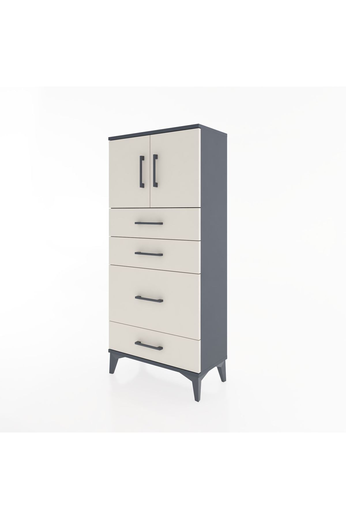 Hyperion Dolap Tek Raflı 4 Çekmeceli 2 Kapaklı 60x44x134 - S50M074V4B