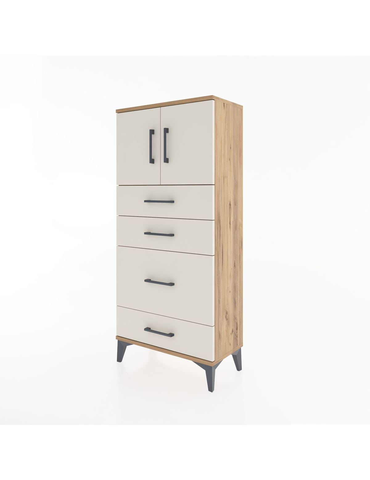Hyperion Dolap Tek Raflı 4 Çekmeceli 2 Kapaklı 60x44x134 - S50M074V7B