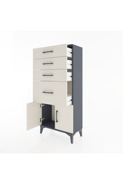 Hyperion Dolap 4 Çekmeceli 2 Kapaklı 60x44x134 Antrasit-Aytaşı