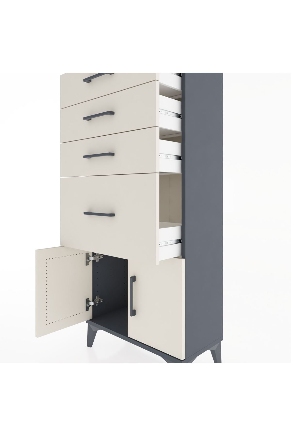 Hyperion Dolap 4 Çekmeceli 2 Kapaklı 60x44x134 Antrasit-Aytaşı