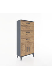 Hyperion Dolap 4 Çekmeceli 2 Kapaklı 60x44x134 Antrasit-Çam