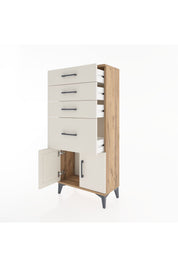 Hyperion Dolap 4 Çekmeceli 2 Kapaklı 60x44x134 Çam-Aytaşı