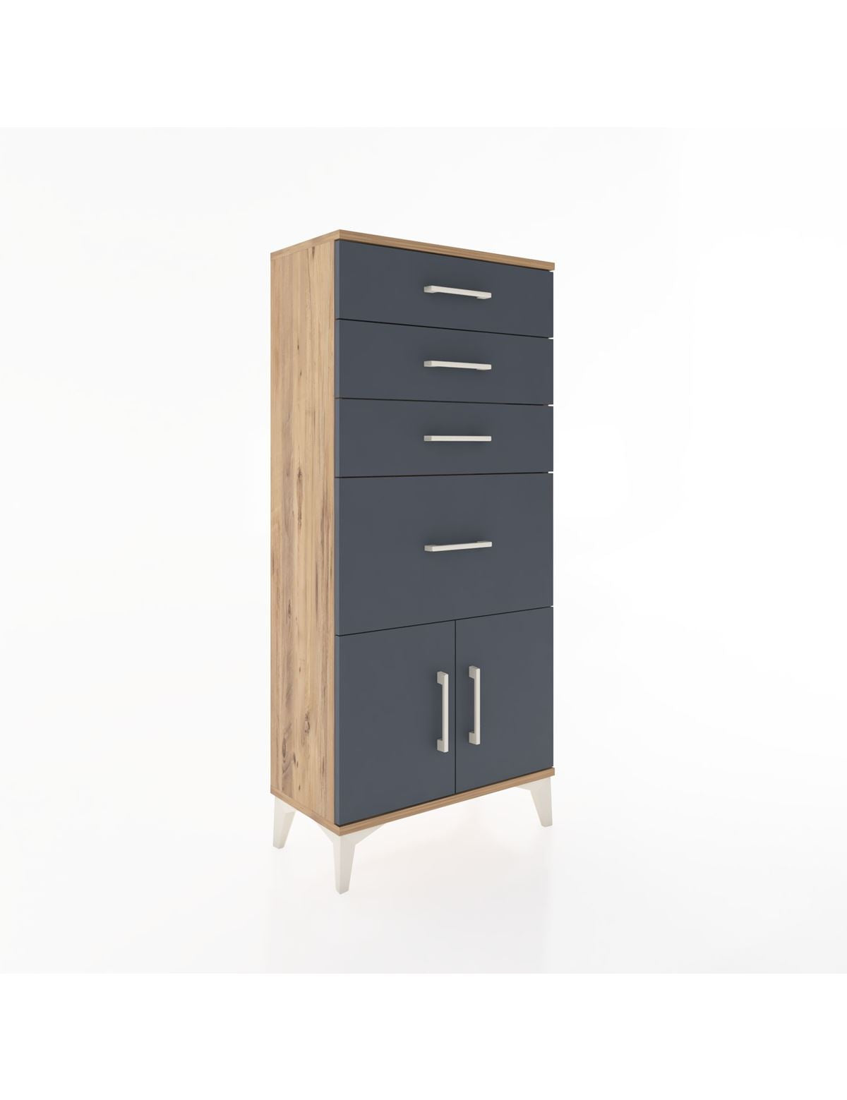 Hyperion Dolap 4 Çekmeceli 2 Kapaklı 60x44x134 Çam-Antrasit