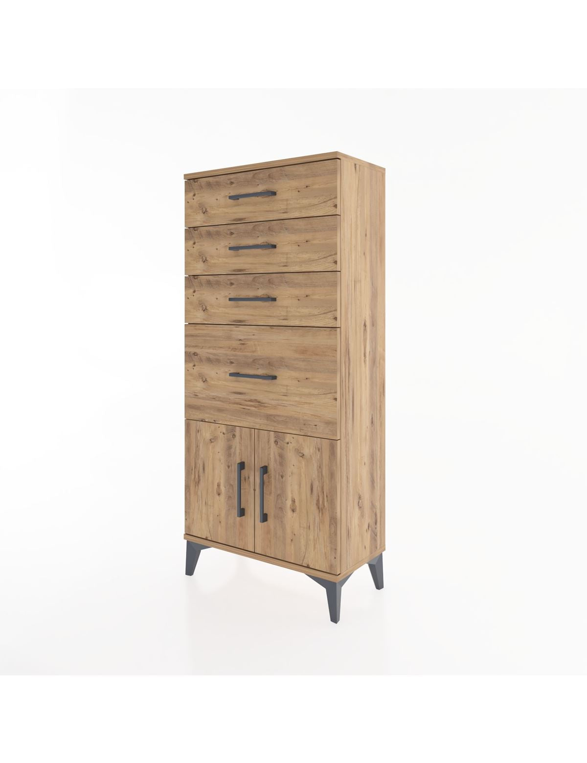 Hyperion Dolap 4 Çekmeceli 2 Kapaklı 60x44x134 Çam-Çam