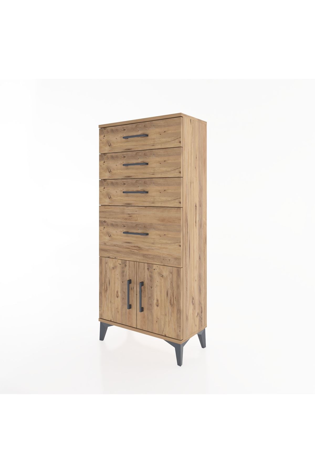 Hyperion Dolap 4 Çekmeceli 2 Kapaklı 60x44x134 Çam-Çam