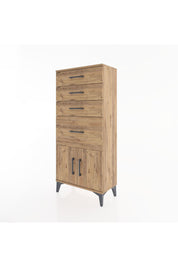 Hyperion Dolap 4 Çekmeceli 2 Kapaklı 60x44x134 Çam-Çam