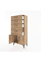 Hyperion Dolap 4 Çekmeceli 2 Kapaklı 60x44x134 Çam-Çam