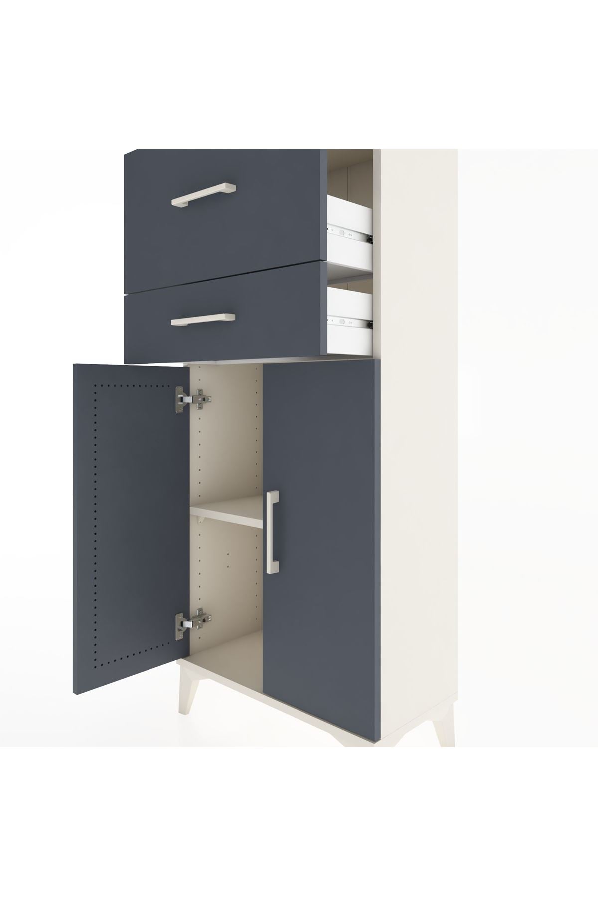 Hyperion Dolap Tek Raflı 2 Çekmeceli 2 Kapaklı 60x44x134 - S50M076V2B
