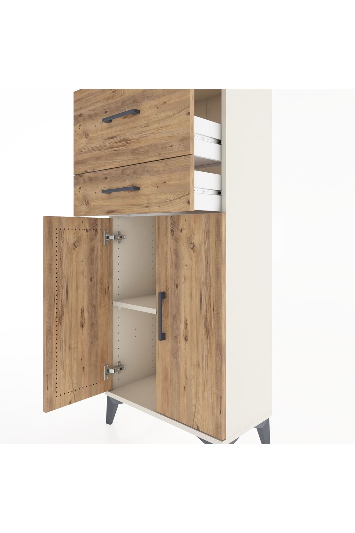 Hyperion Dolap Tek Raflı 2 Çekmeceli 2 Kapaklı 60x44x134 - S50M076V3B