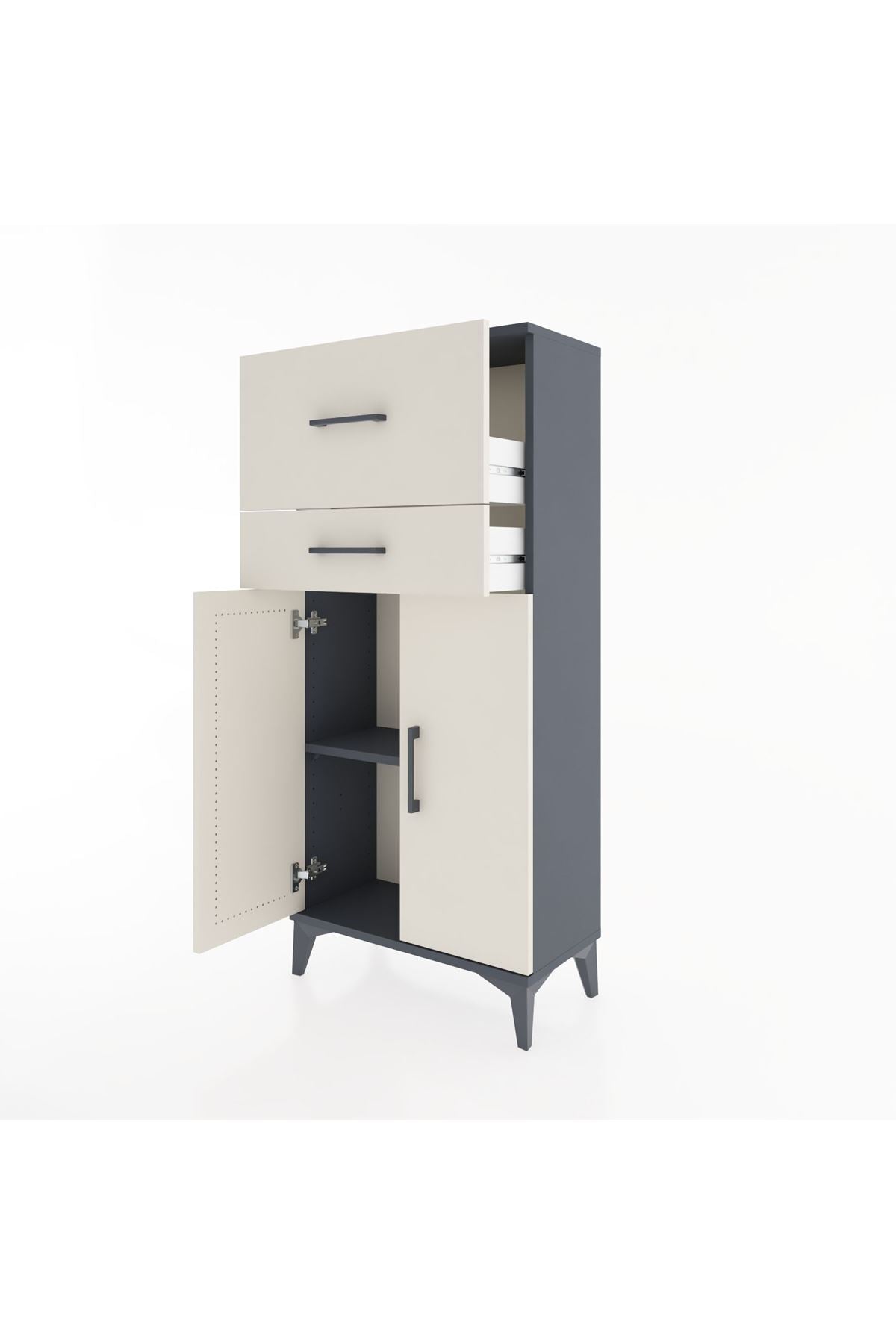Hyperion Dolap Tek Raflı 2 Çekmeceli 2 Kapaklı 60x44x134 - S50M076V4B