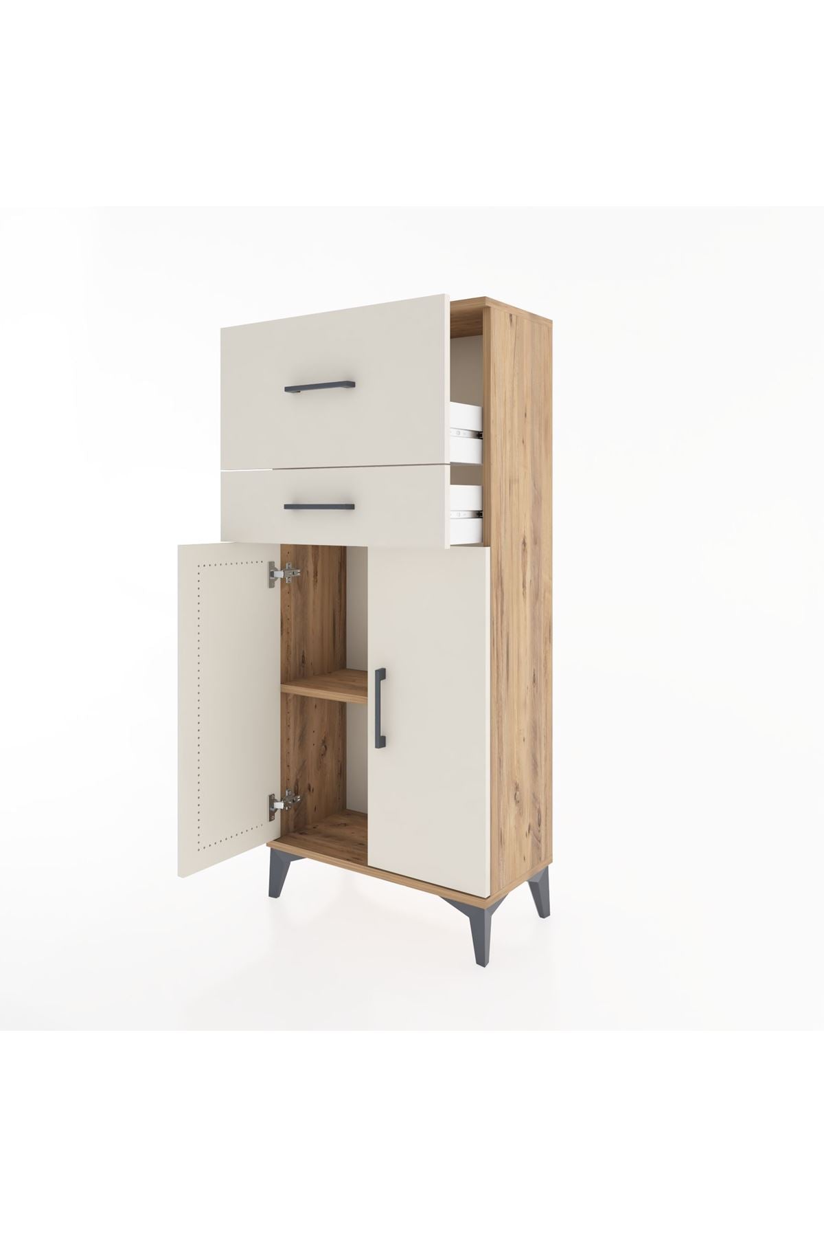 Hyperion Dolap Tek Raflı 2 Çekmeceli 2 Kapaklı 60x44x134 - S50M076V7B