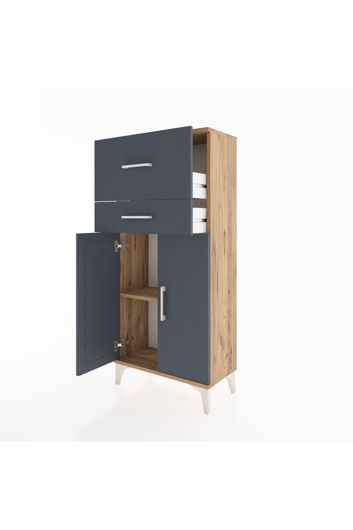 Hyperion Dolap Tek Raflı 2 Çekmeceli 2 Kapaklı 60x44x134 - S50M076V8B