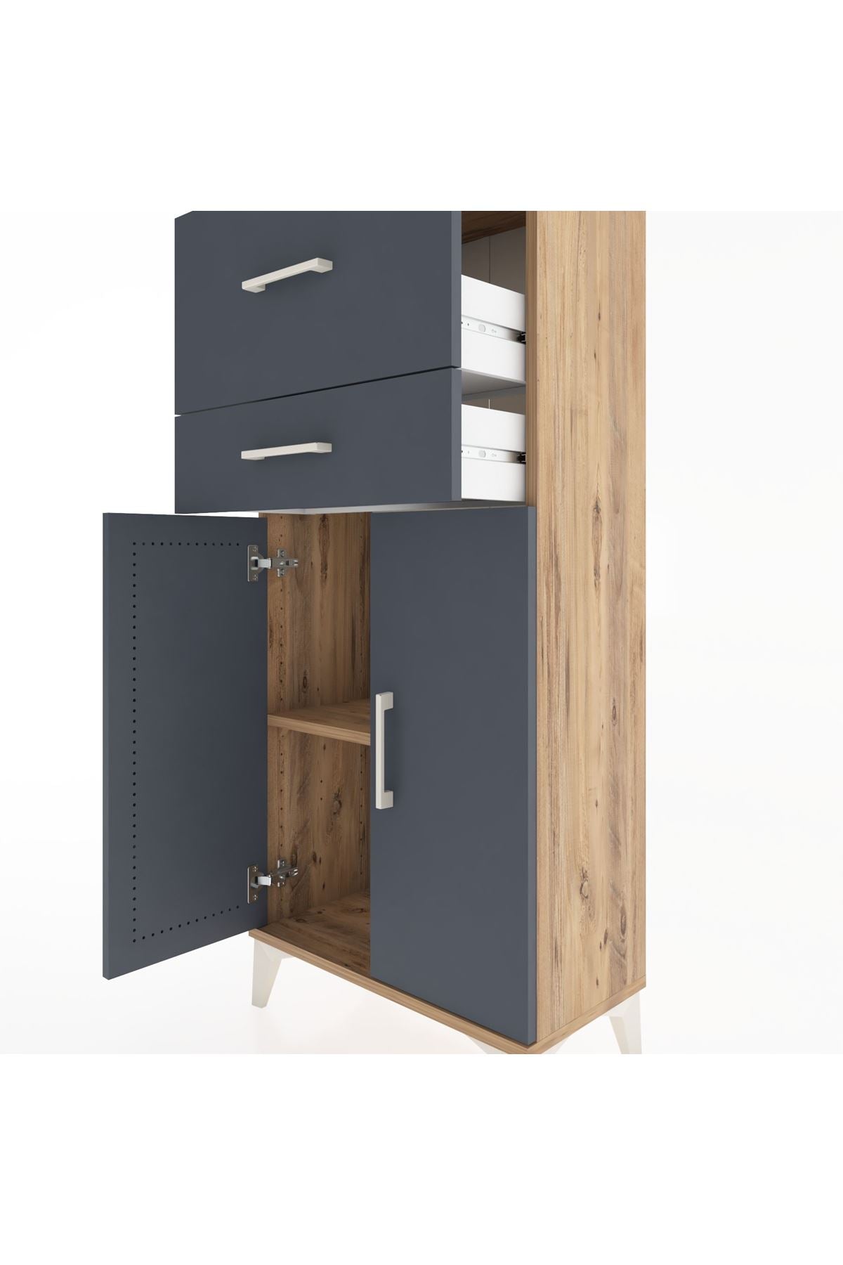 Hyperion Dolap Tek Raflı 2 Çekmeceli 2 Kapaklı 60x44x134 - S50M076V8B