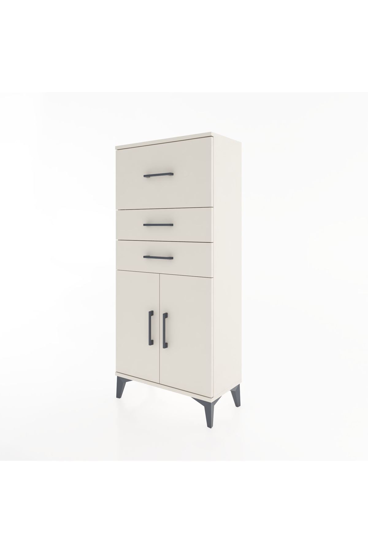 Hyperion Dolap Tek Raflı 3 Çekmeceli 2 Kapaklı 60x44x134 - S50M077V1B
