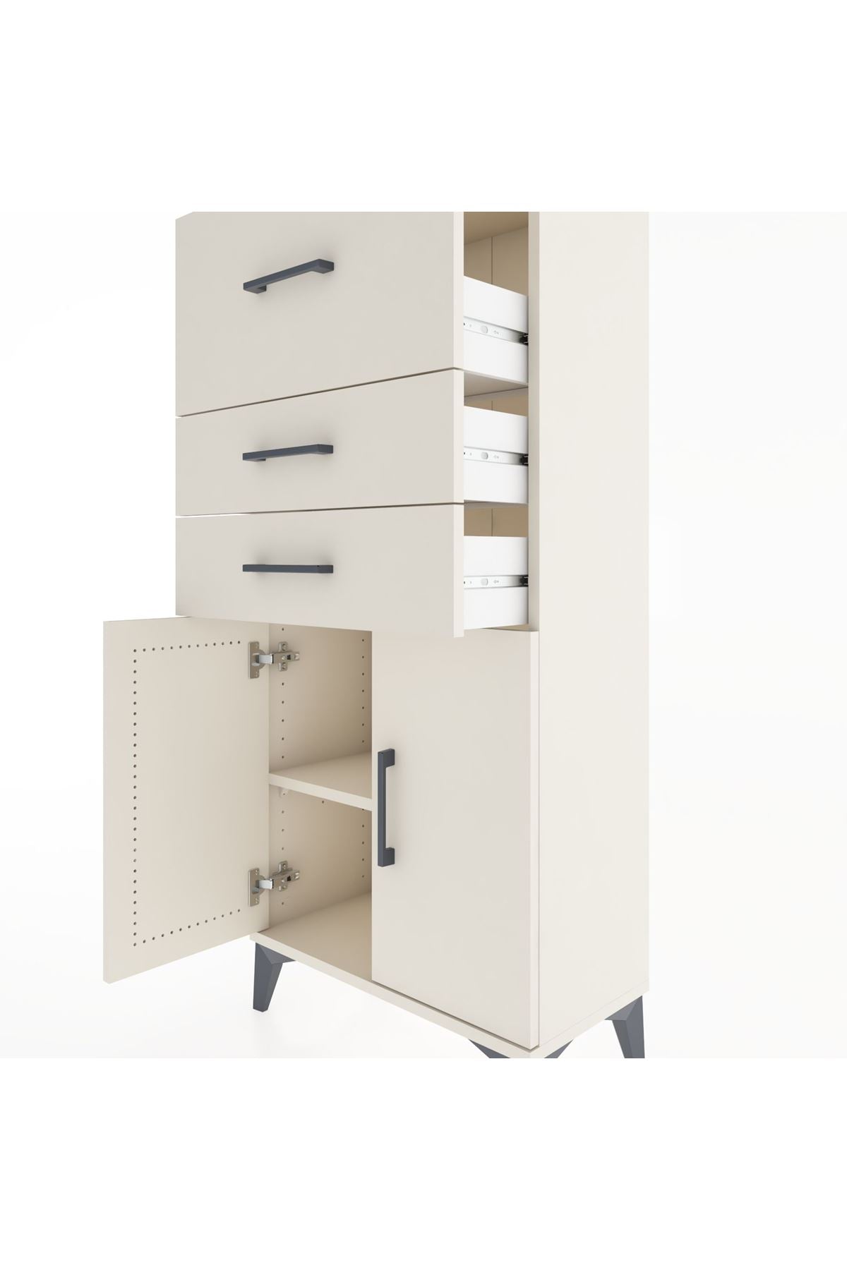 Hyperion Dolap Tek Raflı 3 Çekmeceli 2 Kapaklı 60x44x134 - S50M077V1B
