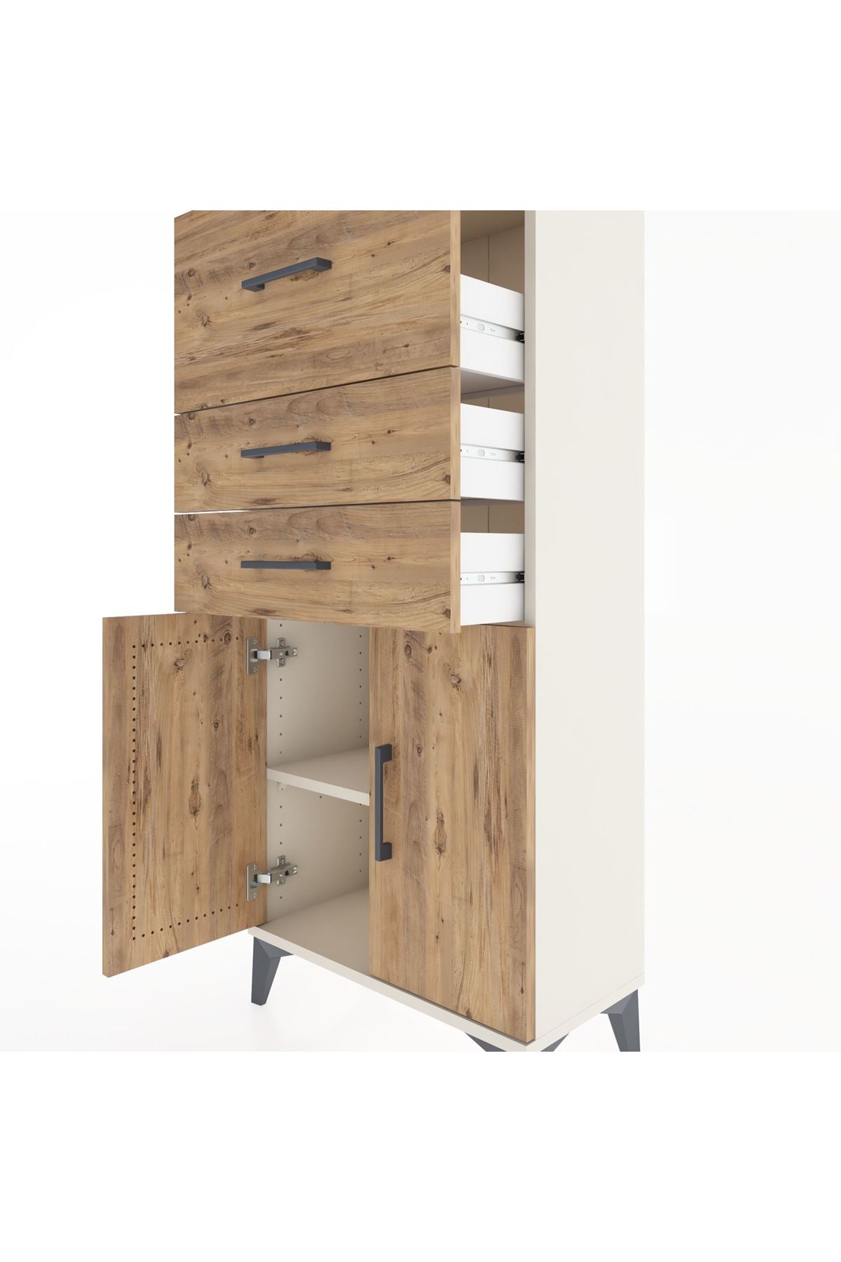 Hyperion Dolap Tek Raflı 3 Çekmeceli 2 Kapaklı 60x44x134 - S50M077V3B