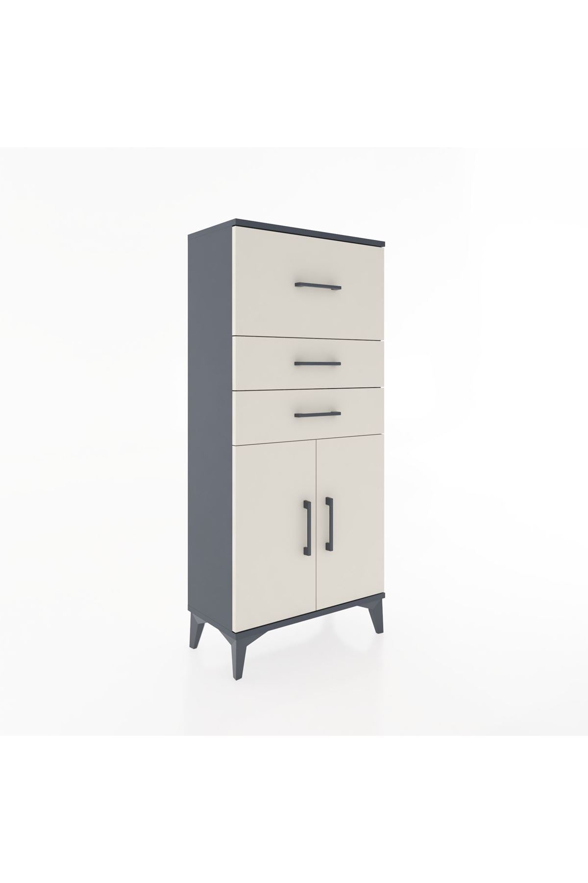Hyperion Dolap Tek Raflı 3 Çekmeceli 2 Kapaklı 60x44x134 - S50M077V4B
