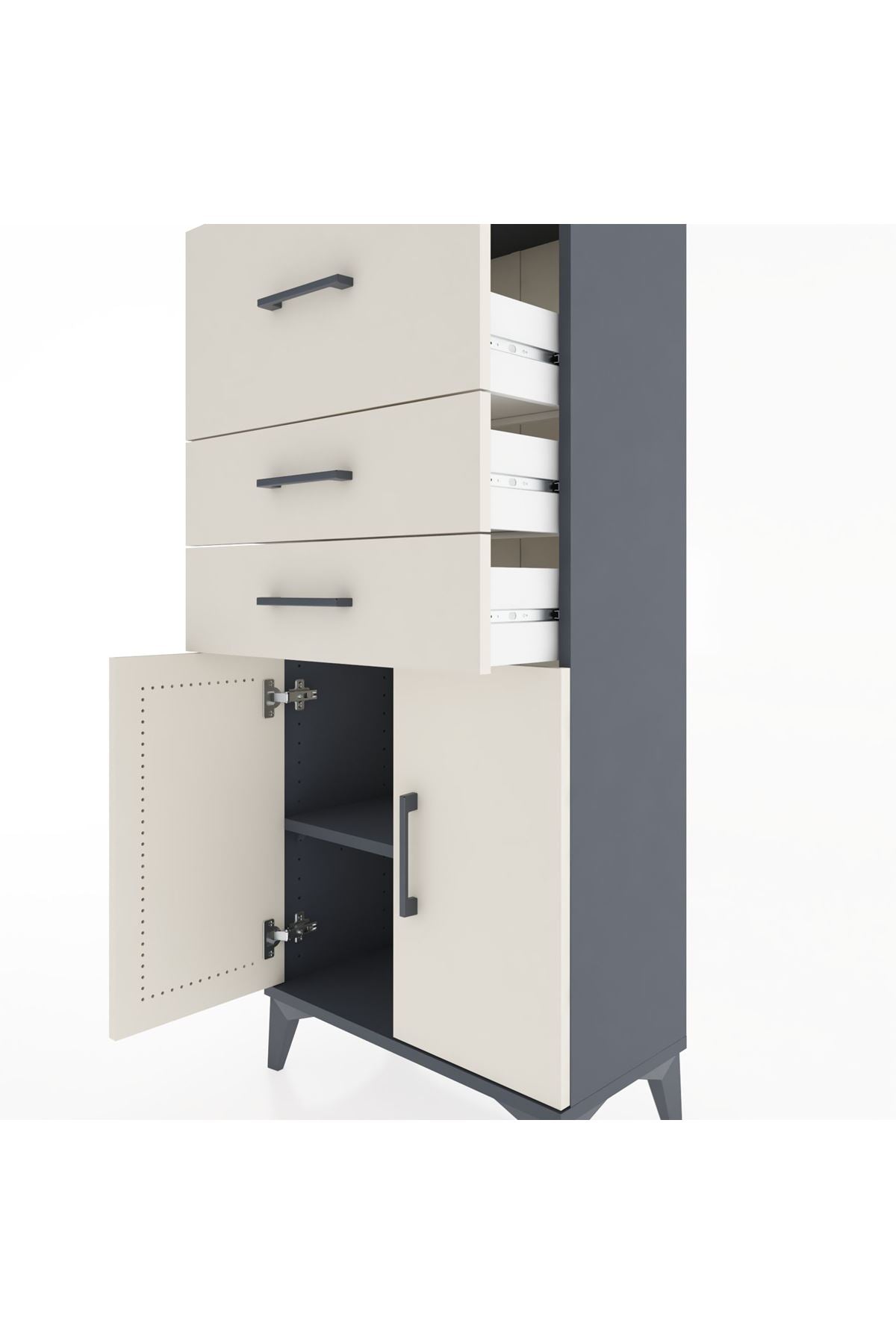 Hyperion Dolap Tek Raflı 3 Çekmeceli 2 Kapaklı 60x44x134 - S50M077V4B