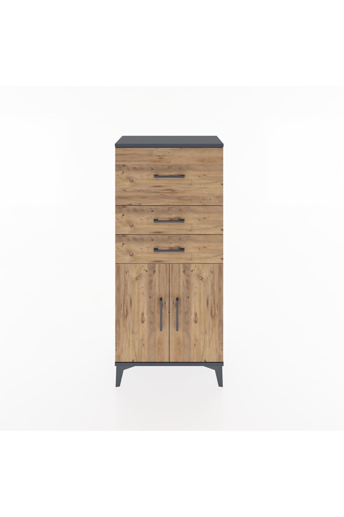 Hyperion Dolap Tek Raflı 3 Çekmeceli 2 Kapaklı 60x44x134 - S50M077V6B