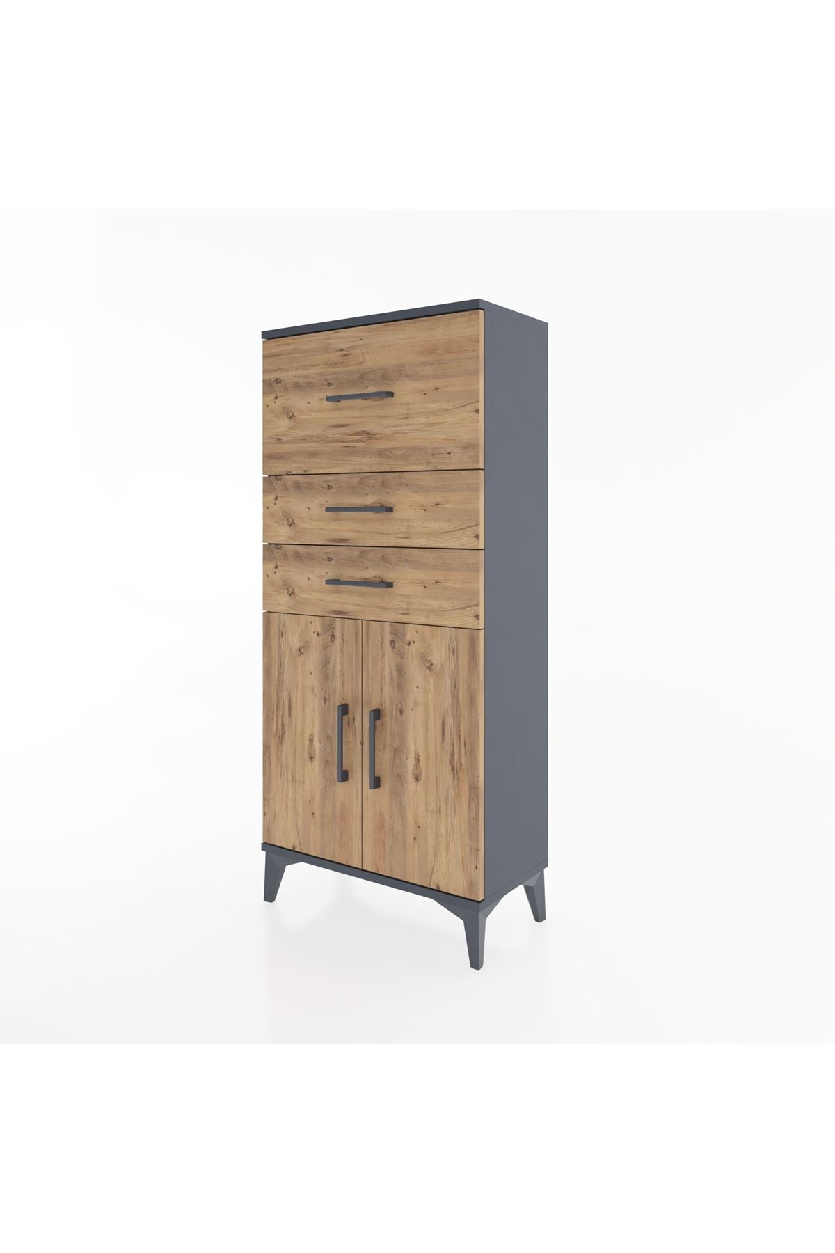Hyperion Dolap Tek Raflı 3 Çekmeceli 2 Kapaklı 60x44x134 - S50M077V6B
