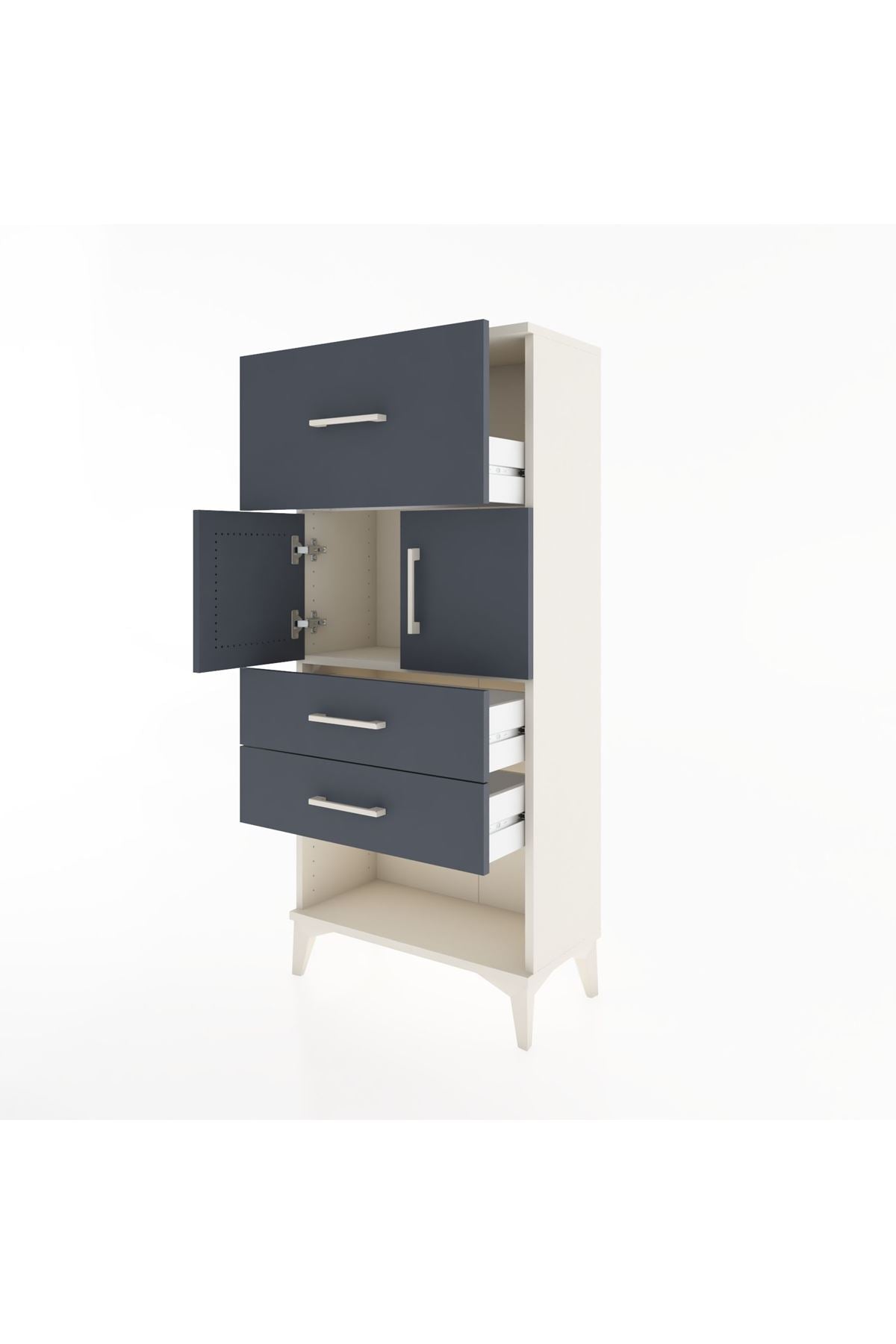 Hyperion Dolap 2 Raflı 3 Çekmeceli 2 Kapaklı 60x44x134 Aytaşı-Antrasit