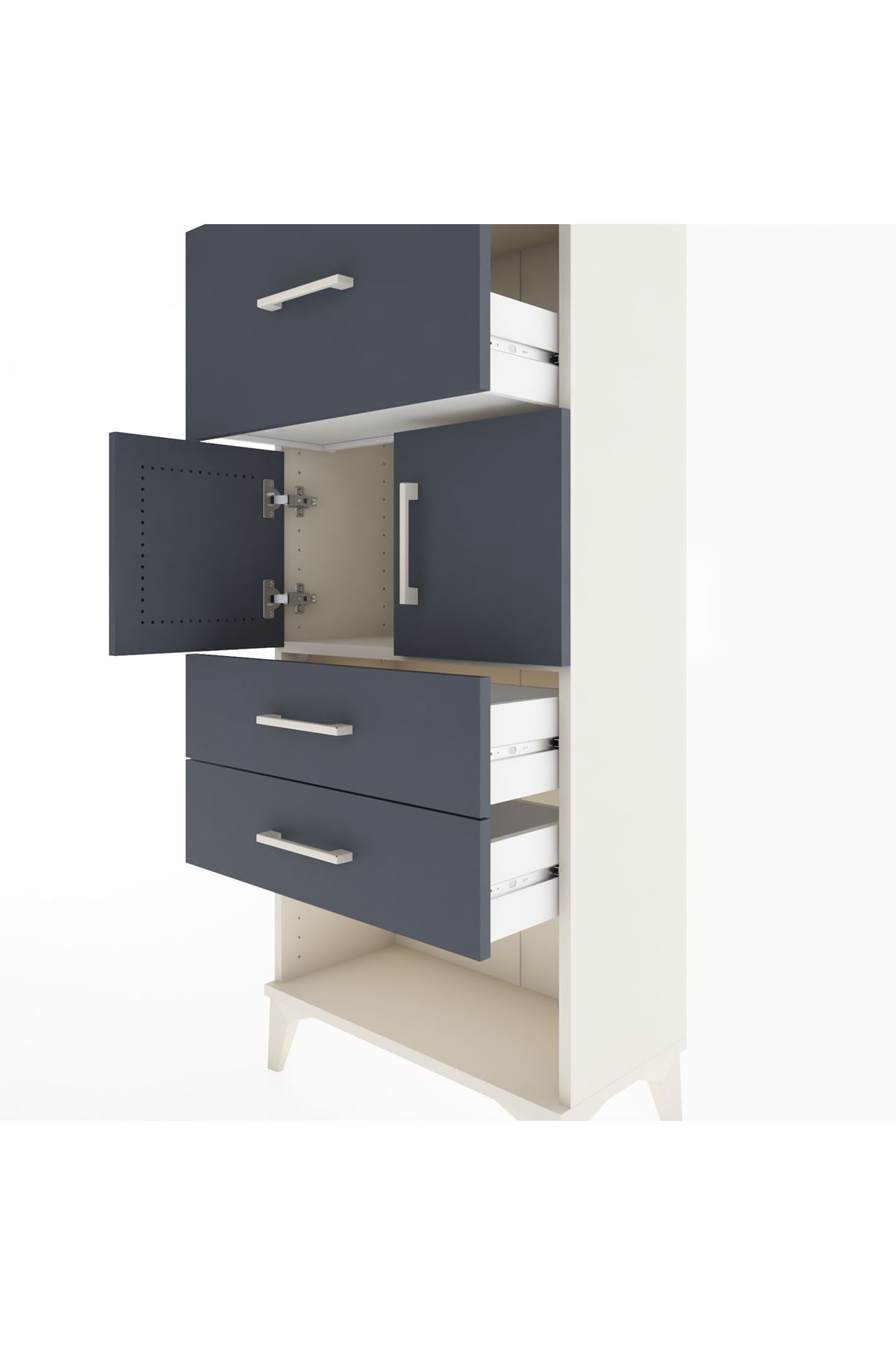 Hyperion Dolap 2 Raflı 3 Çekmeceli 2 Kapaklı 60x44x134 Aytaşı-Antrasit