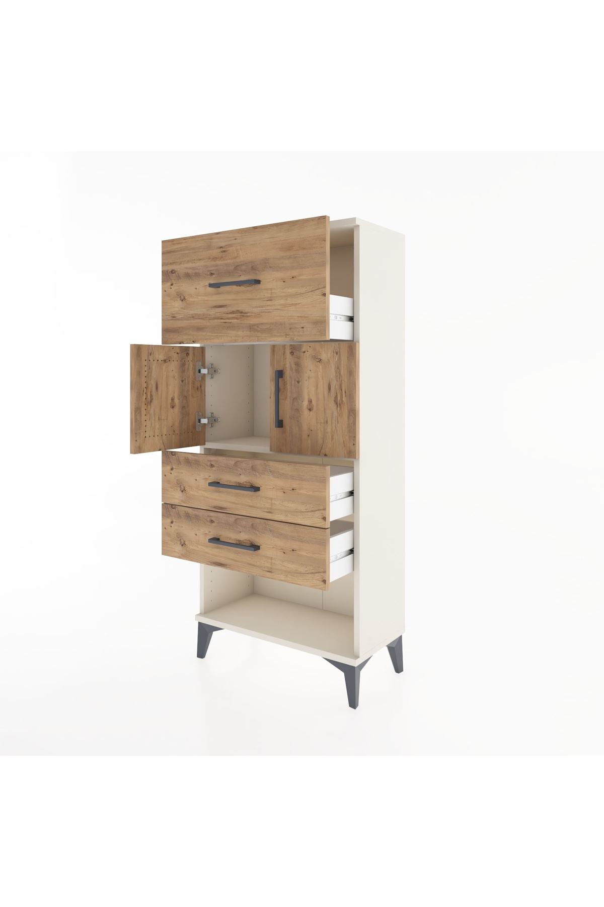 Hyperion Dolap 2 Raflı 3 Çekmeceli 2 Kapaklı 60x44x134 Aytaşı-Çam