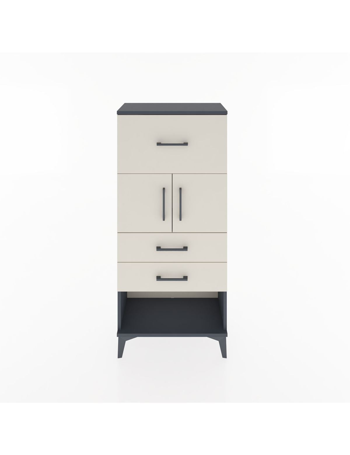 Hyperion Dolap 2 Raflı 3 Çekmeceli 2 Kapaklı 60x44x134 Antrasit-Aytaşı