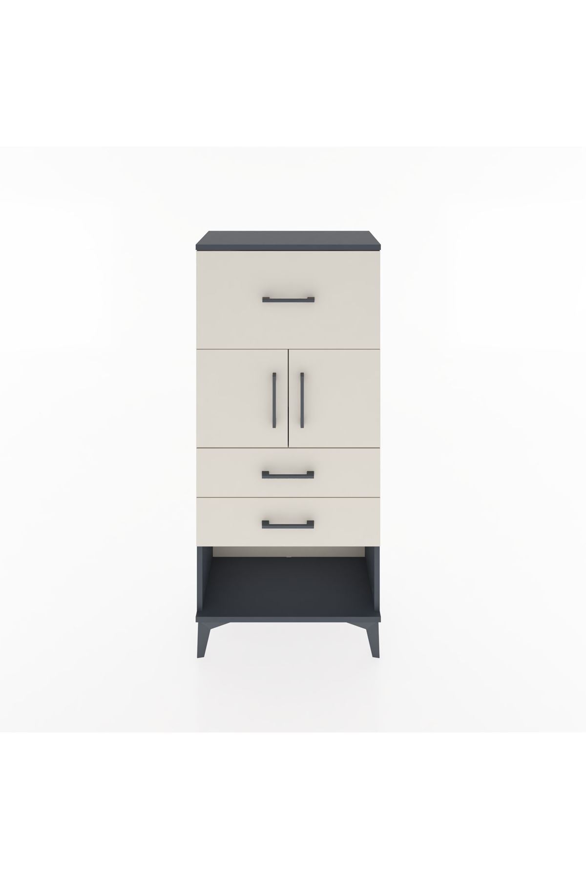 Hyperion Dolap 2 Raflı 3 Çekmeceli 2 Kapaklı 60x44x134 Antrasit-Aytaşı