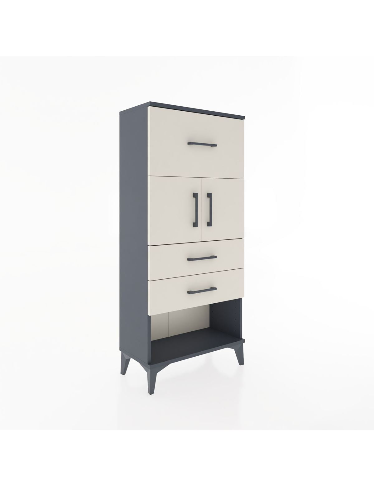 Hyperion Dolap 2 Raflı 3 Çekmeceli 2 Kapaklı 60x44x134 Antrasit-Aytaşı