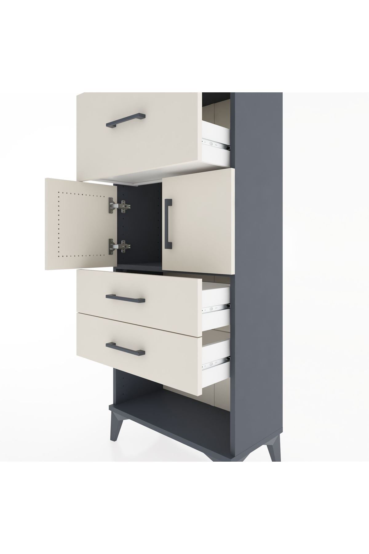 Hyperion Dolap 2 Raflı 3 Çekmeceli 2 Kapaklı 60x44x134 Antrasit-Aytaşı