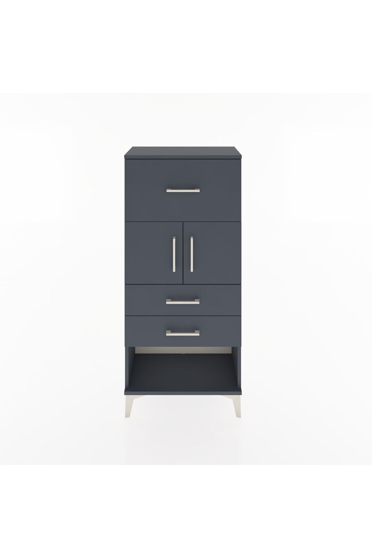 Hyperion Dolap 2 Raflı 3 Çekmeceli 2 Kapaklı 60x44x134 Antrasit-Antrasit