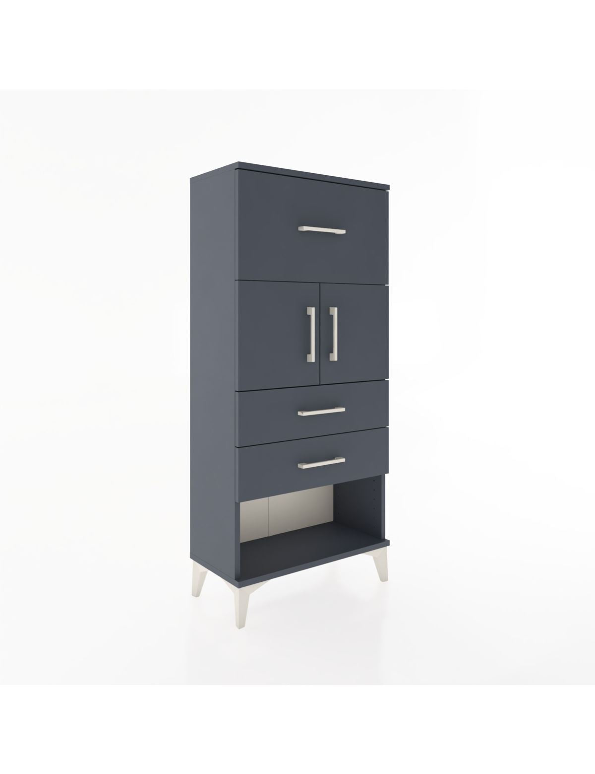 Hyperion Dolap 2 Raflı 3 Çekmeceli 2 Kapaklı 60x44x134 Antrasit-Antrasit