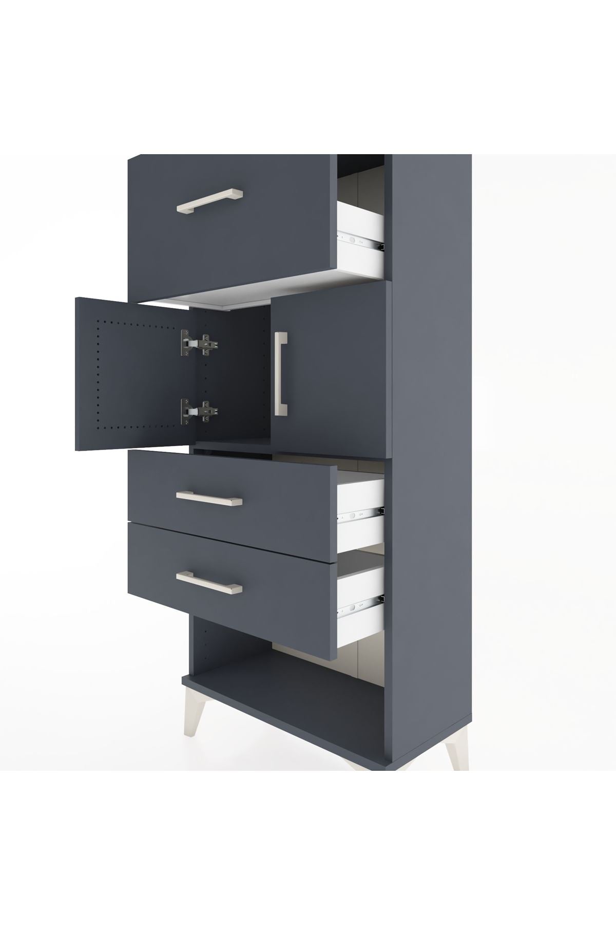 Hyperion Dolap 2 Raflı 3 Çekmeceli 2 Kapaklı 60x44x134 Antrasit-Antrasit