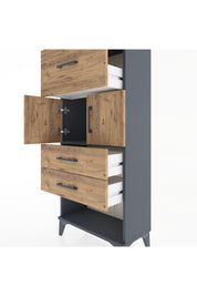 Hyperion Dolap 2 Raflı 3 Çekmeceli 2 Kapaklı 60x44x134 Antrasit-Çam