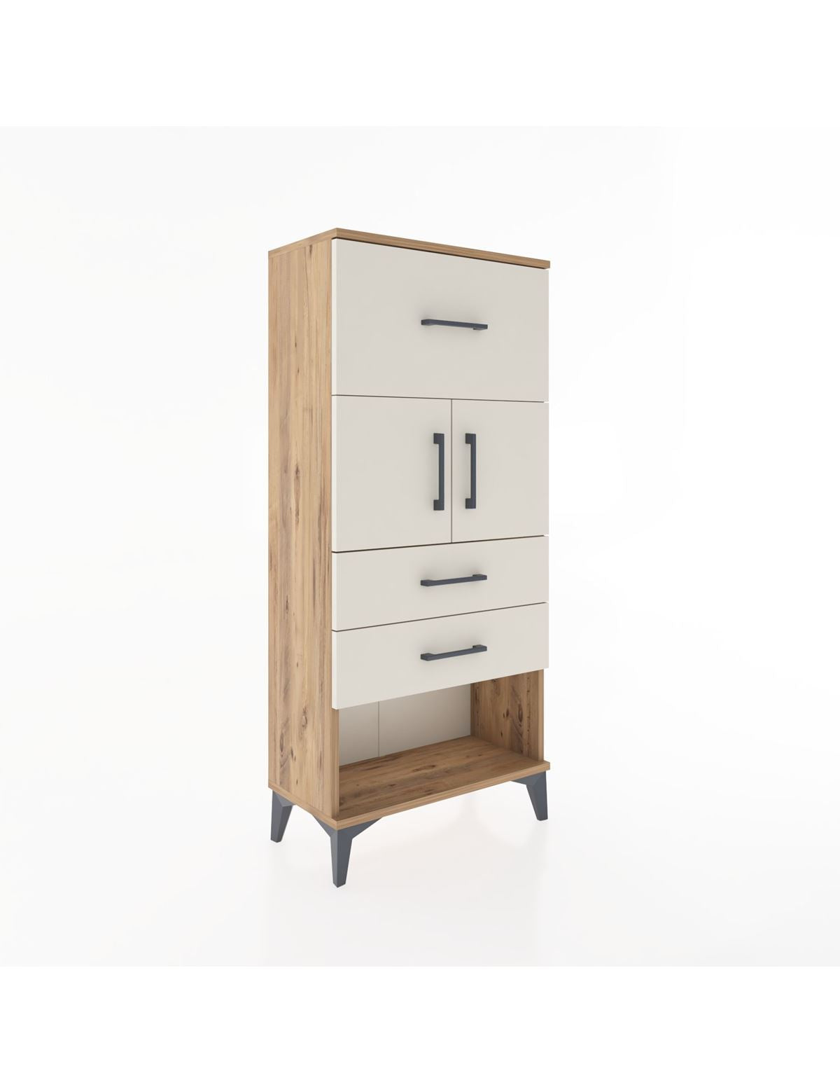 Hyperion Dolap 2 Raflı 3 Çekmeceli 2 Kapaklı 60x44x134 Çam-Aytaşı