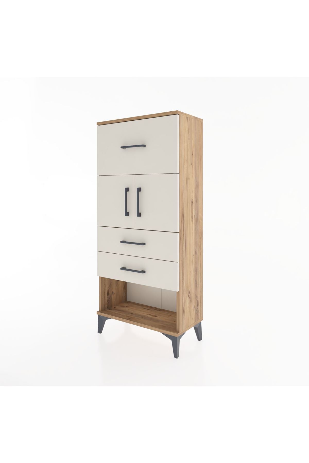 Hyperion Dolap 2 Raflı 3 Çekmeceli 2 Kapaklı 60x44x134 Çam-Aytaşı