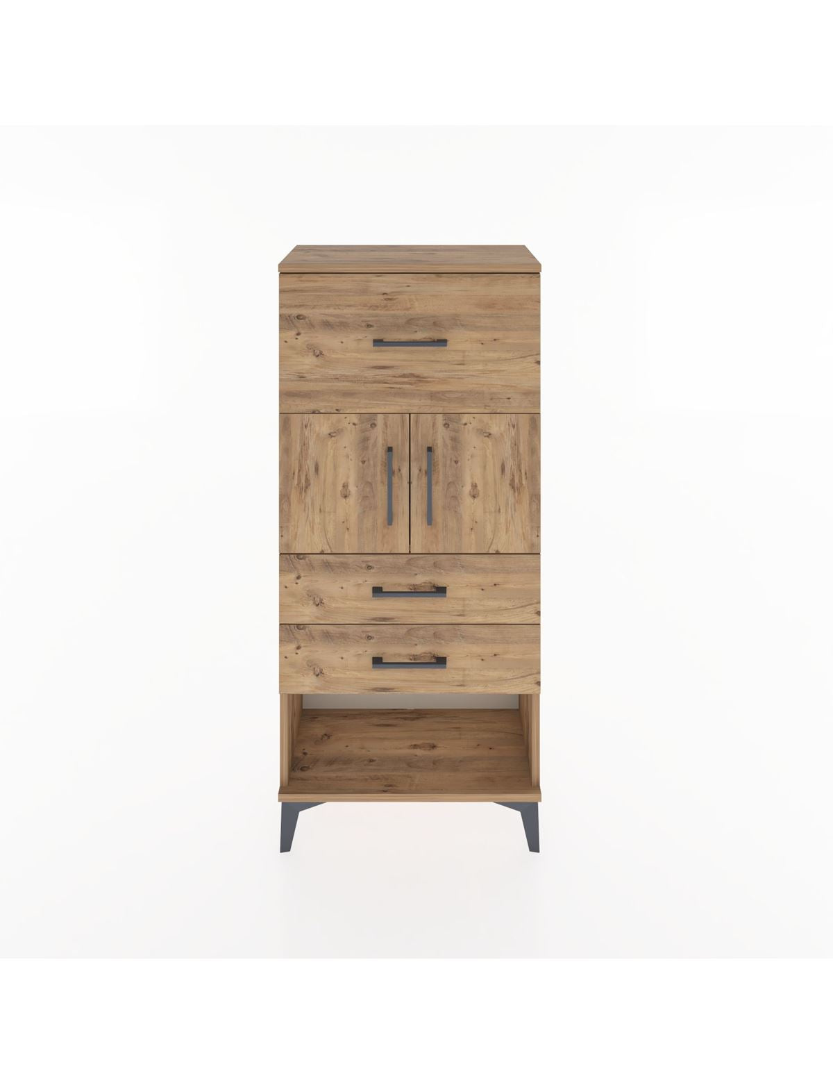 Hyperion Dolap 2 Raflı 3 Çekmeceli 2 Kapaklı 60x44x134 Çam-Çam