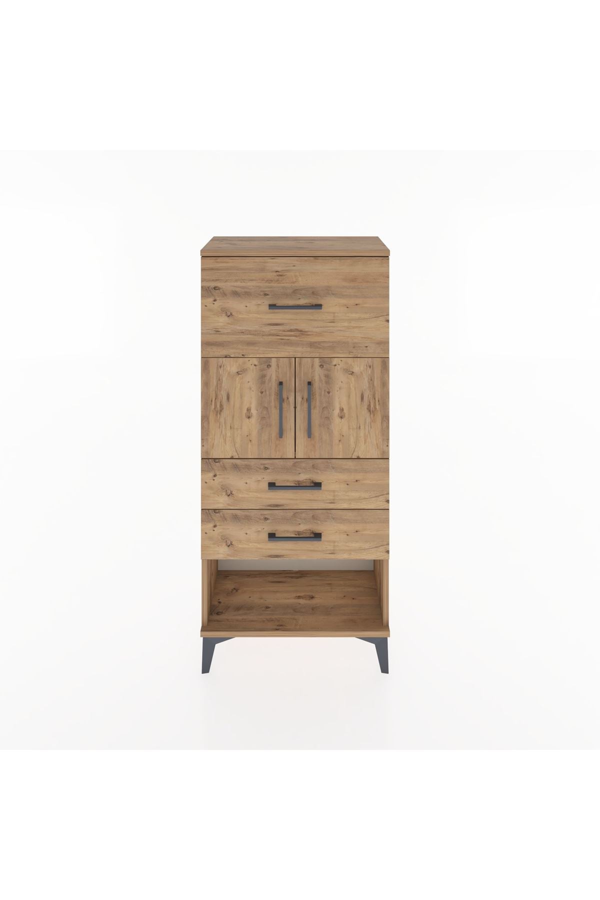 Hyperion Dolap 2 Raflı 3 Çekmeceli 2 Kapaklı 60x44x134 Çam-Çam