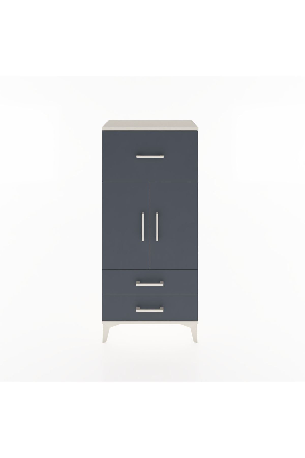 Hyperion Dolap 2 Raflı 3 Çekmeceli 2 Kapaklı 60x44x134 Aytaşı-Antrasit