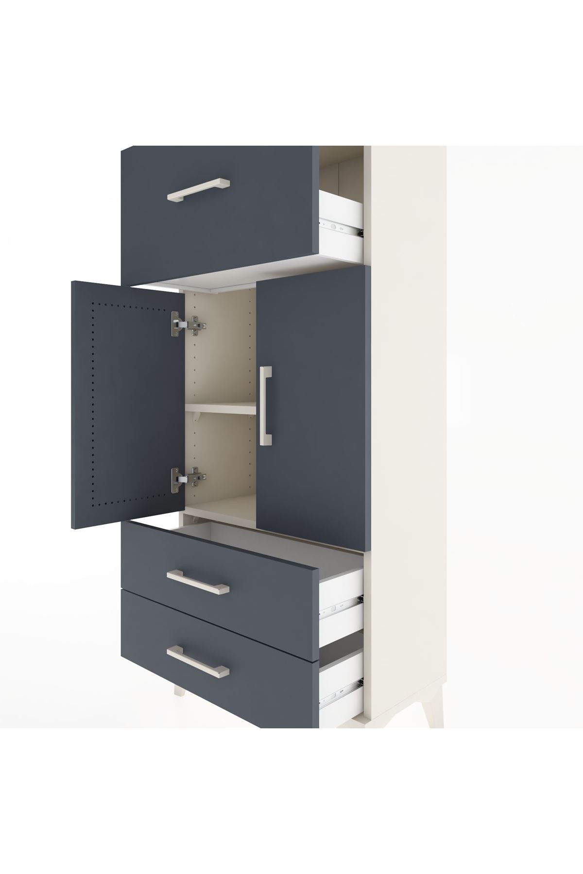 Hyperion Dolap 2 Raflı 3 Çekmeceli 2 Kapaklı 60x44x134 Aytaşı-Antrasit