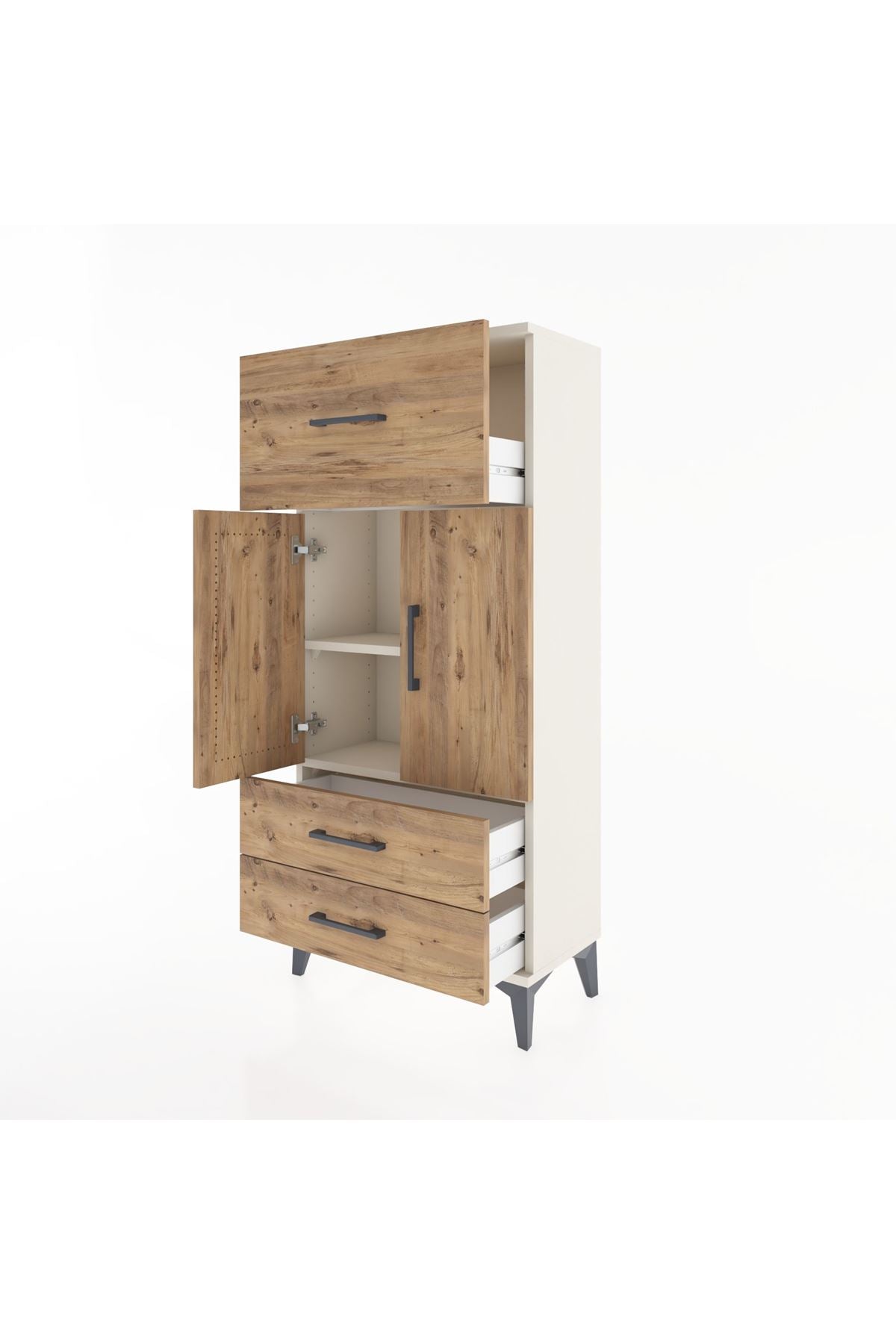 Hyperion Dolap 2 Raflı 3 Çekmeceli 2 Kapaklı 60x44x134 Aytaşı-Çam