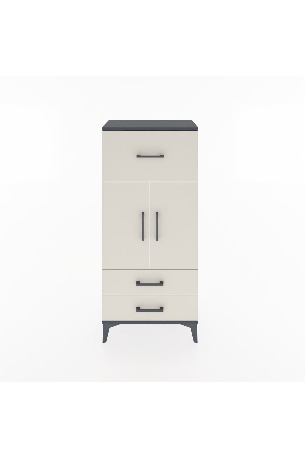 Hyperion Dolap 2 Raflı 3 Çekmeceli 2 Kapaklı 60x44x134 Antrasit-Aytaşı