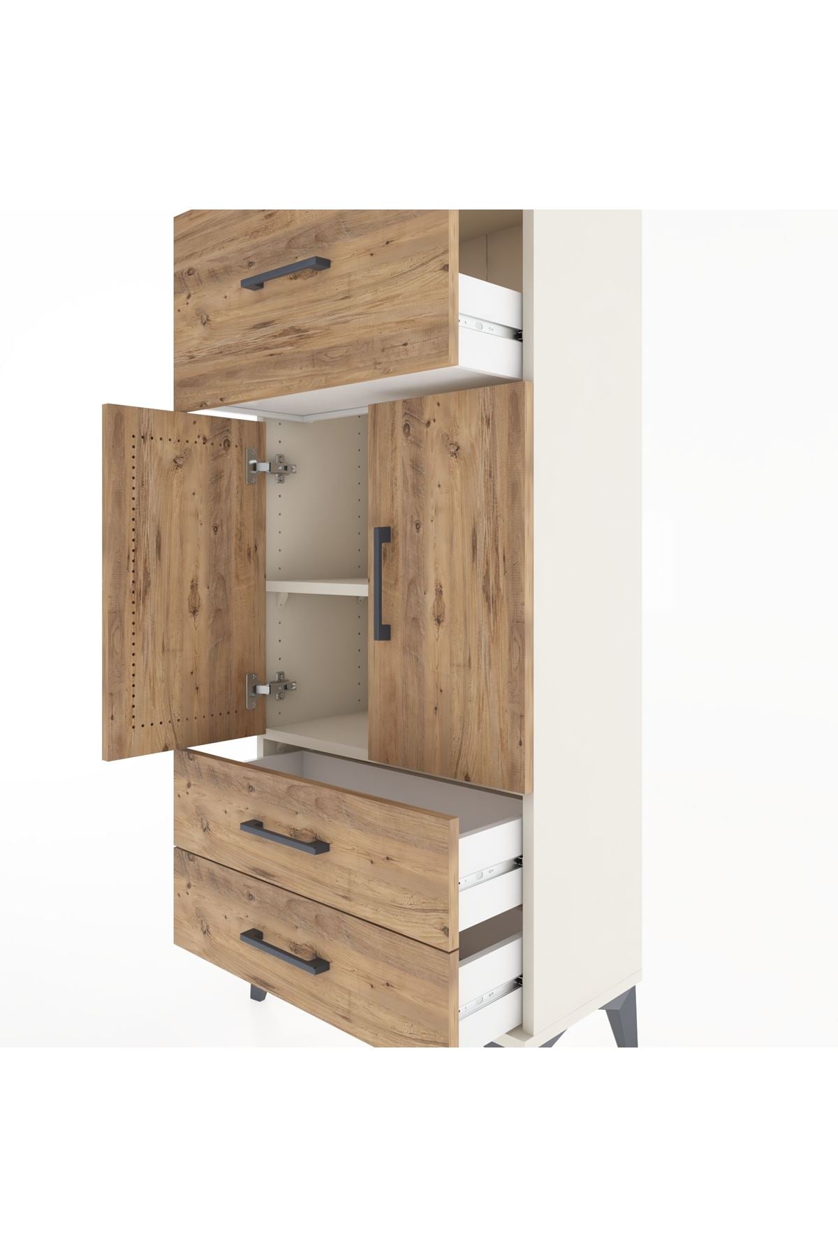 Hyperion Dolap 2 Raflı 3 Çekmeceli 2 Kapaklı 60x44x134 Aytaşı-Çam